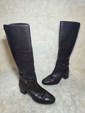 Geox D Glynna Tall Brown Leather Knee High Boots Size 39 US 9